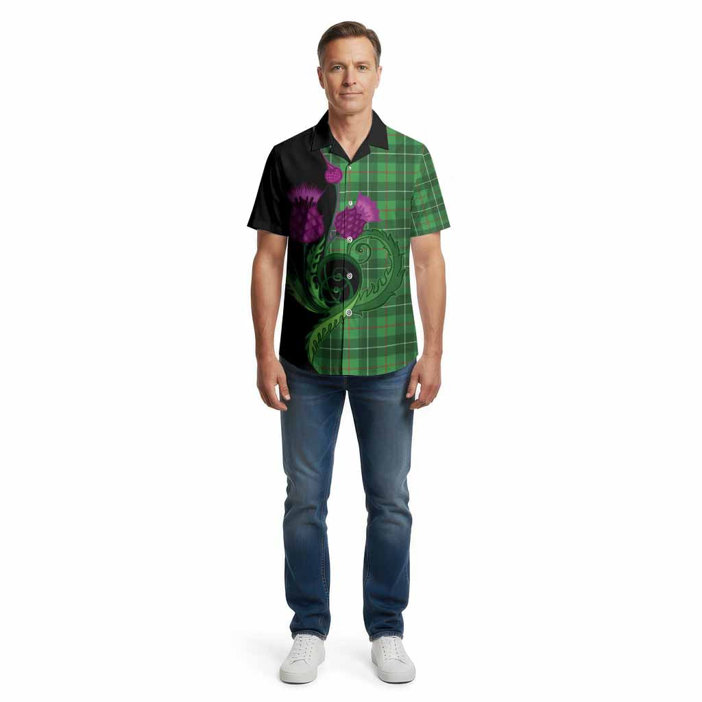 Galloway Tartan Cotton Hawaiian Shirt Traditional Scottish Thistle