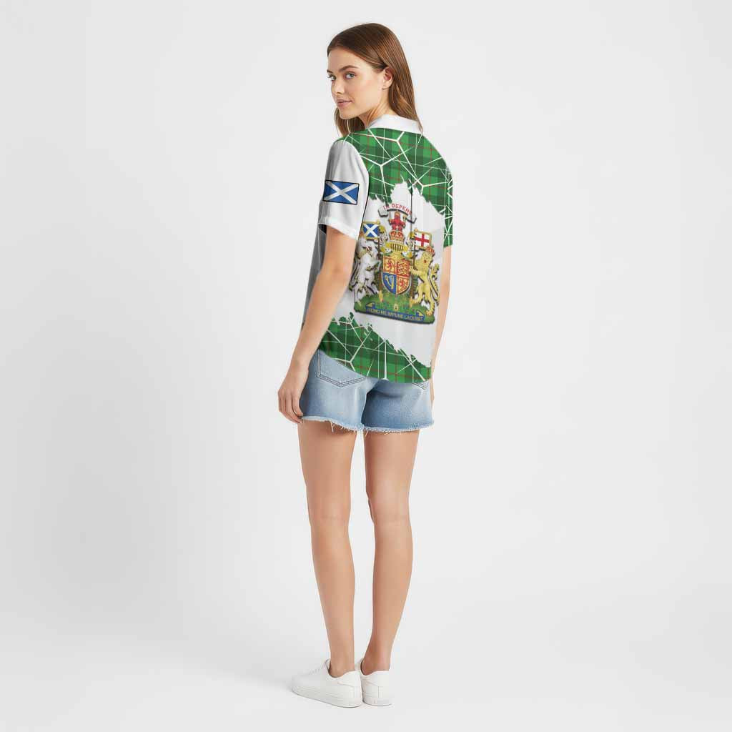 Galloway Tartan Cotton Hawaiian Shirt with Family Crest and Lion Rampant Grunge Style