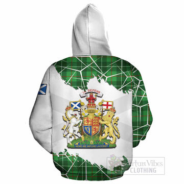 Galloway Tartan Cotton Hoodie with Family Crest and Lion Rampant Grunge Style