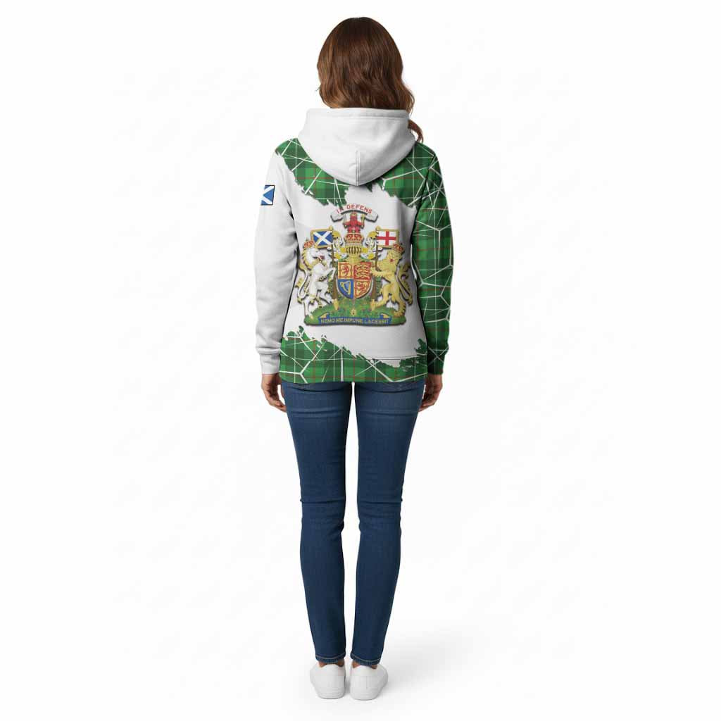 Galloway Tartan Cotton Hoodie with Family Crest and Lion Rampant Grunge Style