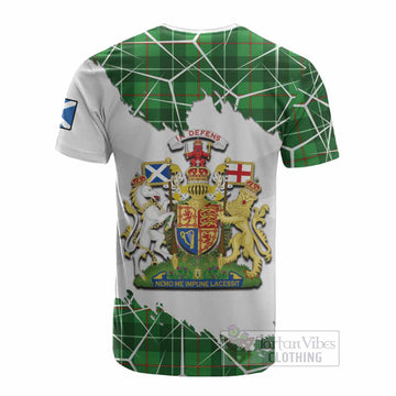 Galloway Tartan Cotton T-shirt with Family Crest and Lion Rampant Grunge Style