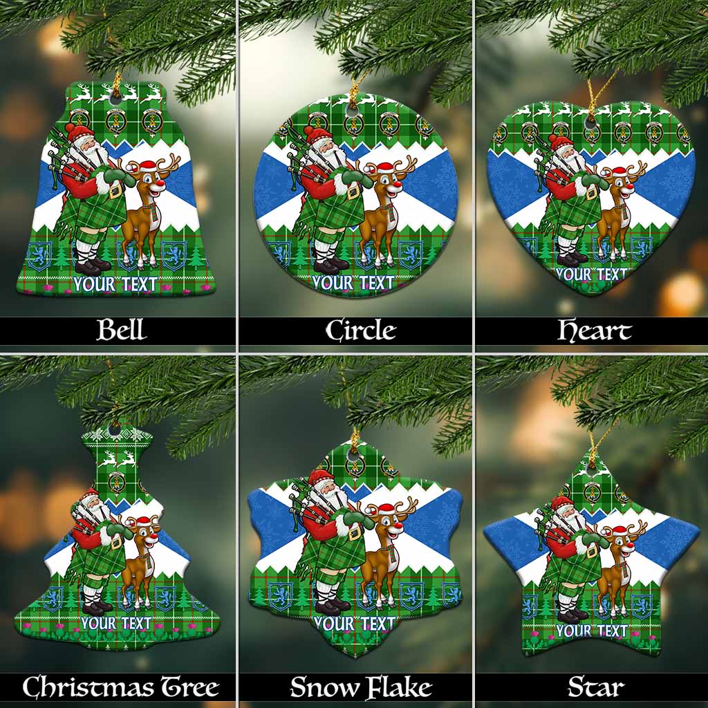 Galloway Tartan Crest Christmas Ceramic Ornament Scotland Santa With Bagpipes Cute Reindeer