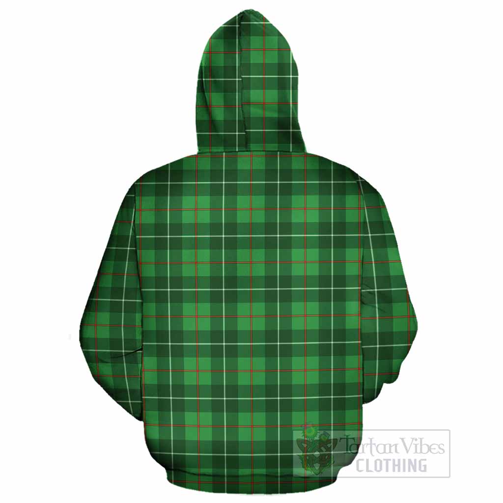 Galloway Tartan Crest Cotton Hoodie Ferocious Lion Style