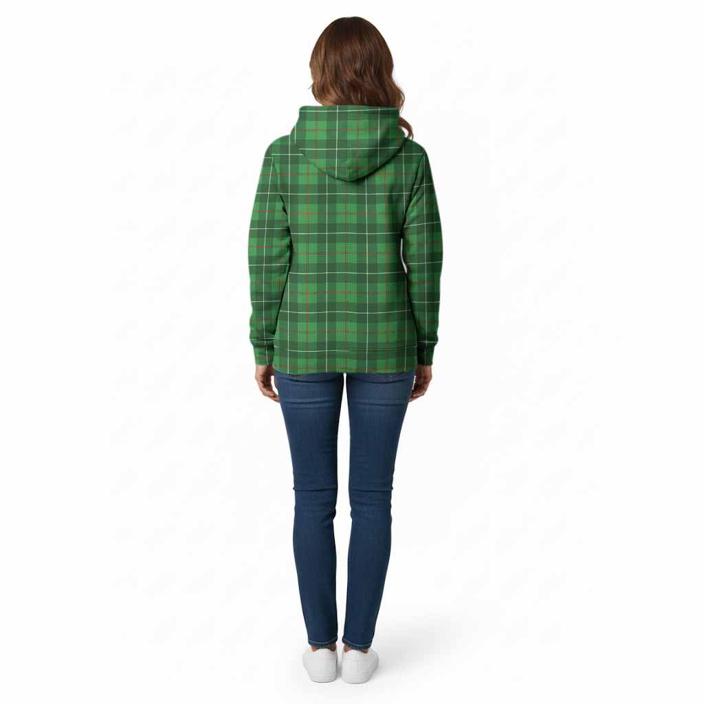 Galloway Tartan Crest Cotton Hoodie Ferocious Lion Style