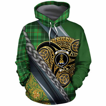 Galloway Tartan Crest Cotton Hoodie Scottish Triskele Celtic