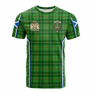 Galloway Tartan Crest Cotton T-shirt Scotland Coat of Arm Flag Style