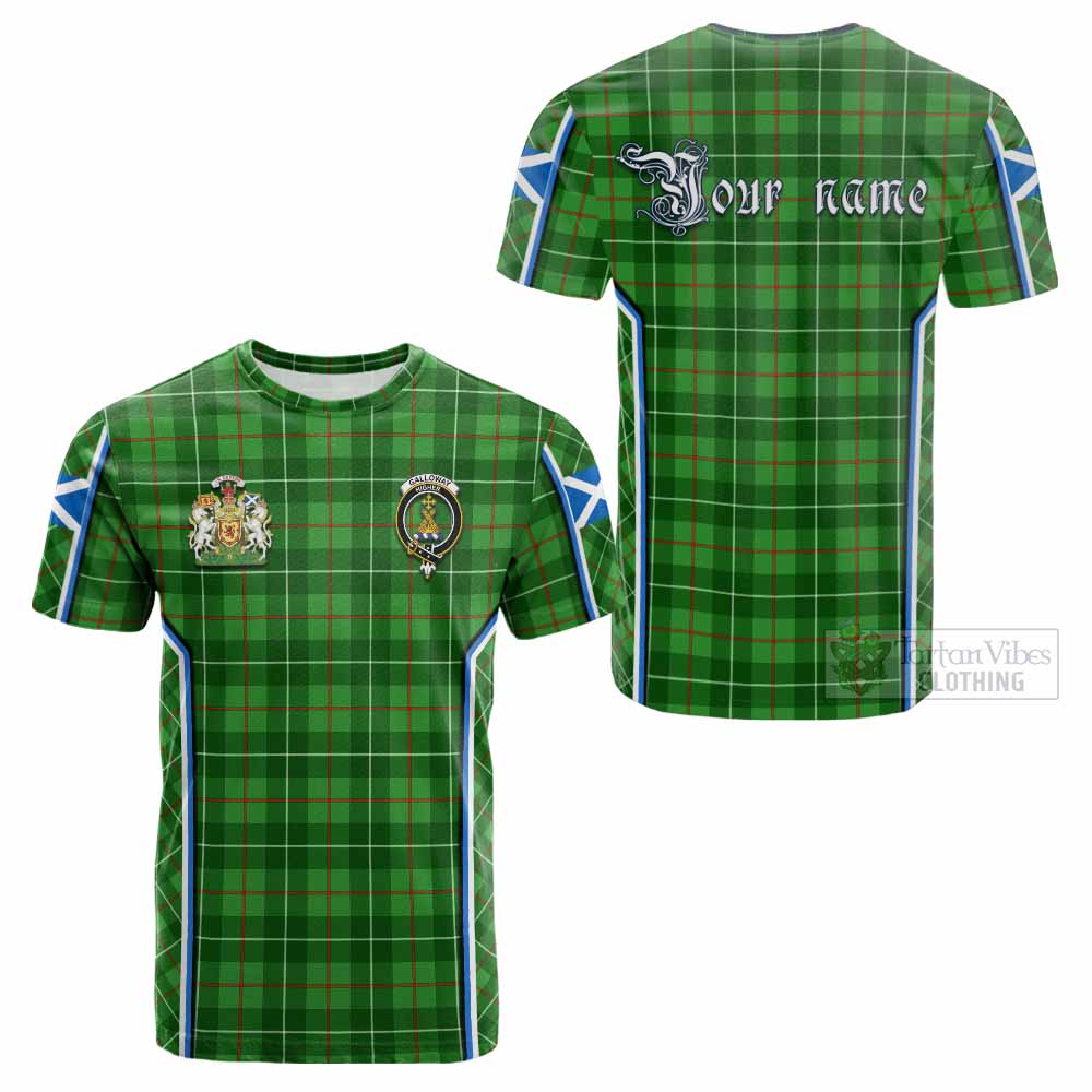 Galloway Tartan Crest Cotton T-shirt Scotland Coat of Arm Flag Style - Tartan Vibes Clothing