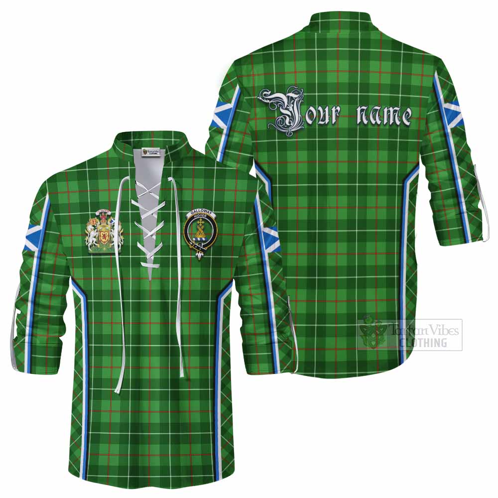 Galloway Tartan Crest Ghillie Kilt Shirt Scotland Coat of Arm Flag Style - Tartan Vibes Clothing