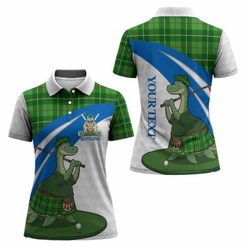 Galloway Tartan Crest Golf Nessie Women Polo Shirt Loch Ness Monster Sporty Style