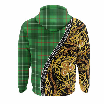 Galloway Tartan Crest Hoodie Celtic Knot and Triple Trickle Spiral Symbols