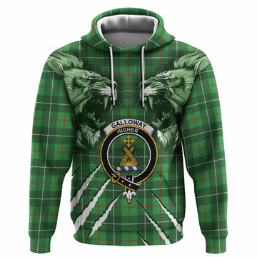 Galloway Tartan Crest Hoodie Ferocious Lion Style