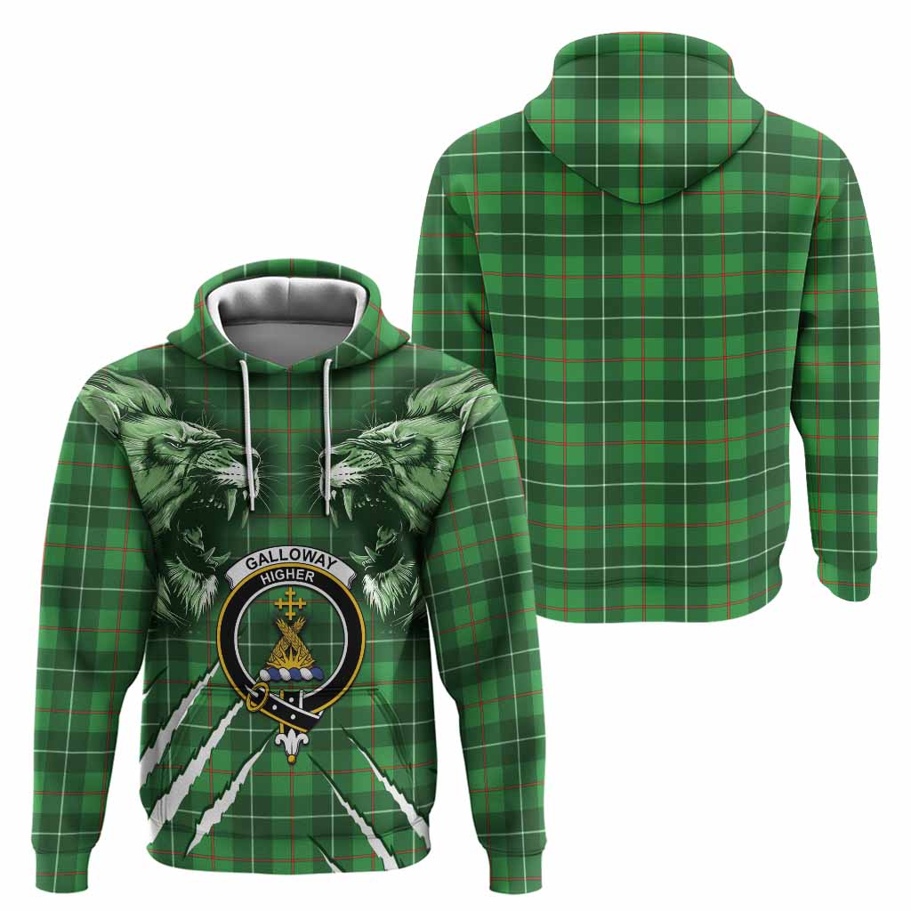 Galloway Tartan Crest Hoodie Ferocious Lion Style