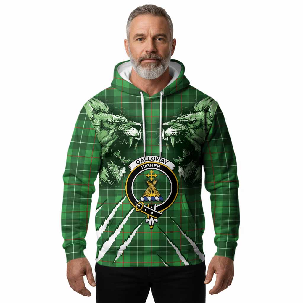 Galloway Tartan Crest Hoodie Ferocious Lion Style