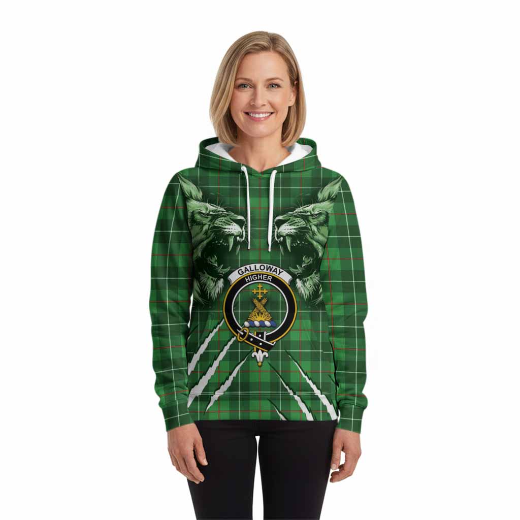 Galloway Tartan Crest Hoodie Ferocious Lion Style