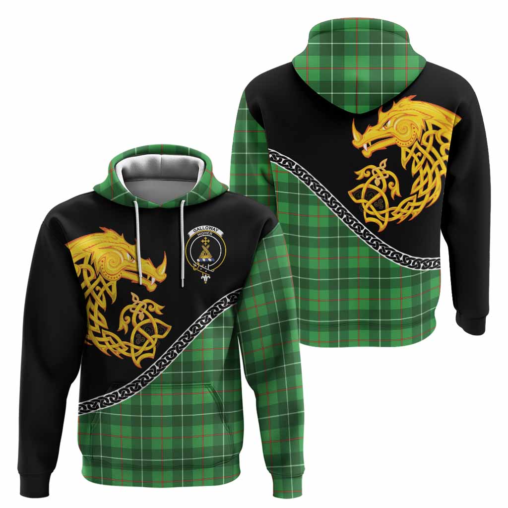 Galloway Tartan Crest Hoodie Legendary Dragon Knot Half Style