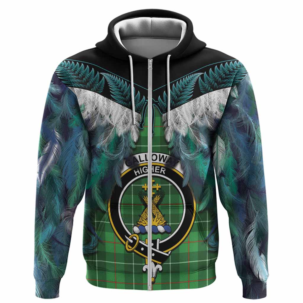 Galloway Tartan Crest Hoodie New Zealand Maori Korowai Cloak