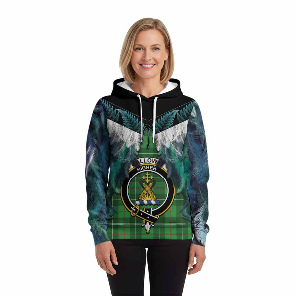 Galloway Tartan Crest Hoodie New Zealand Maori Korowai Cloak