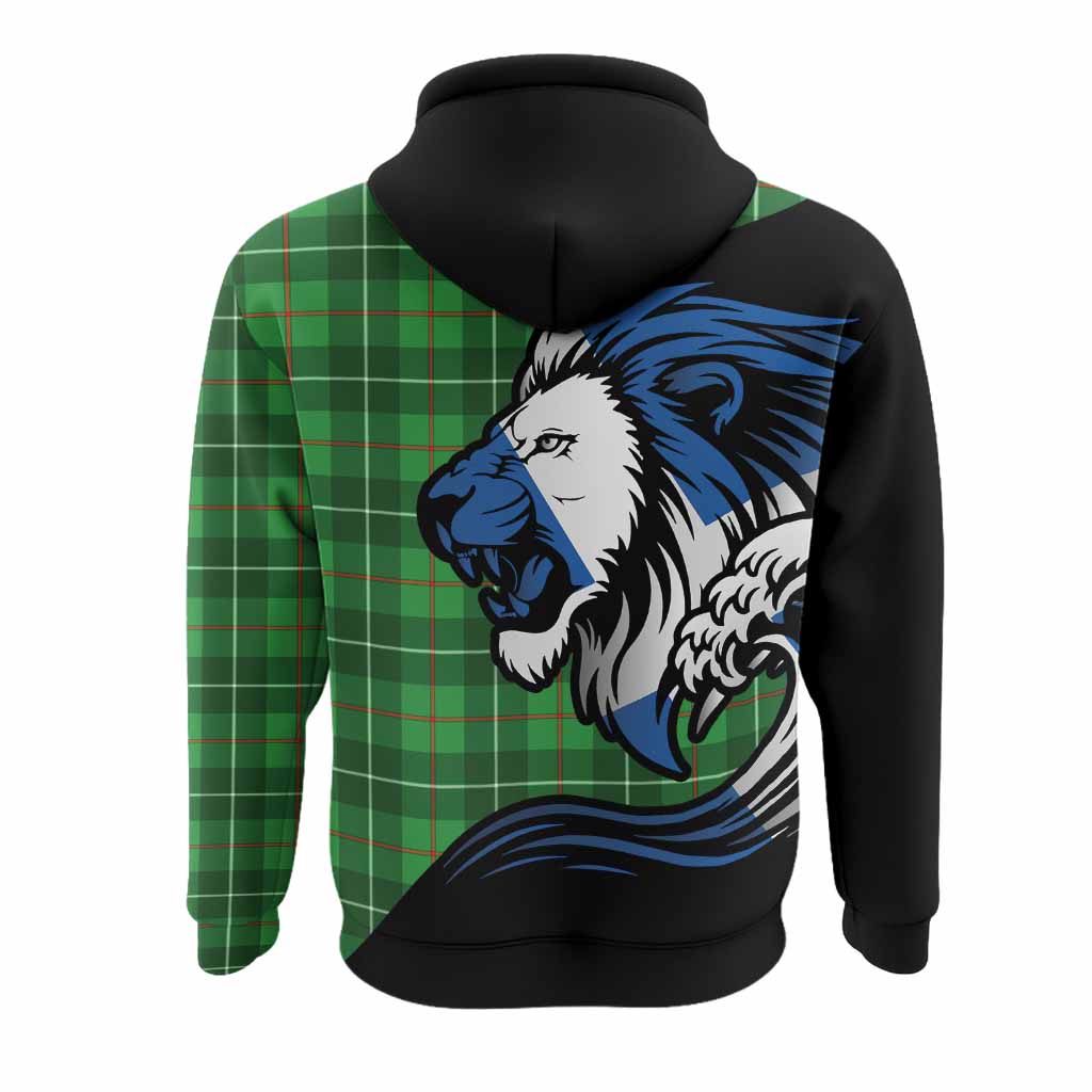 Galloway Tartan Crest Hoodie Scottish Golden Lions Wave Flow