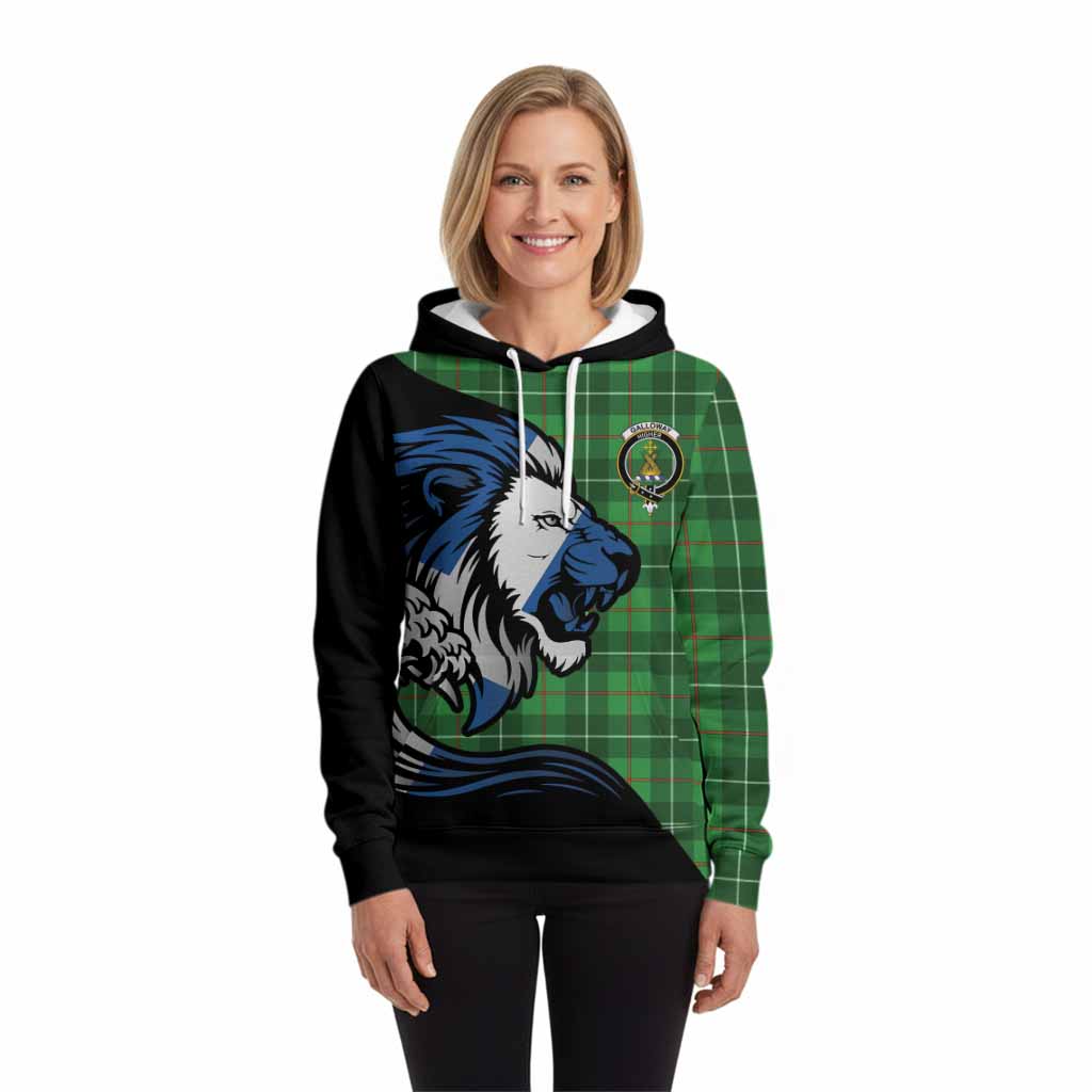 Galloway Tartan Crest Hoodie Scottish Golden Lions Wave Flow
