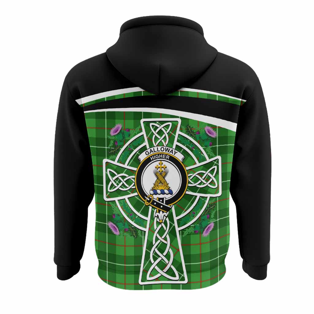 Galloway Tartan Crest Hoodie Scottish Thistle Celtic Cross Alba Gu Brath