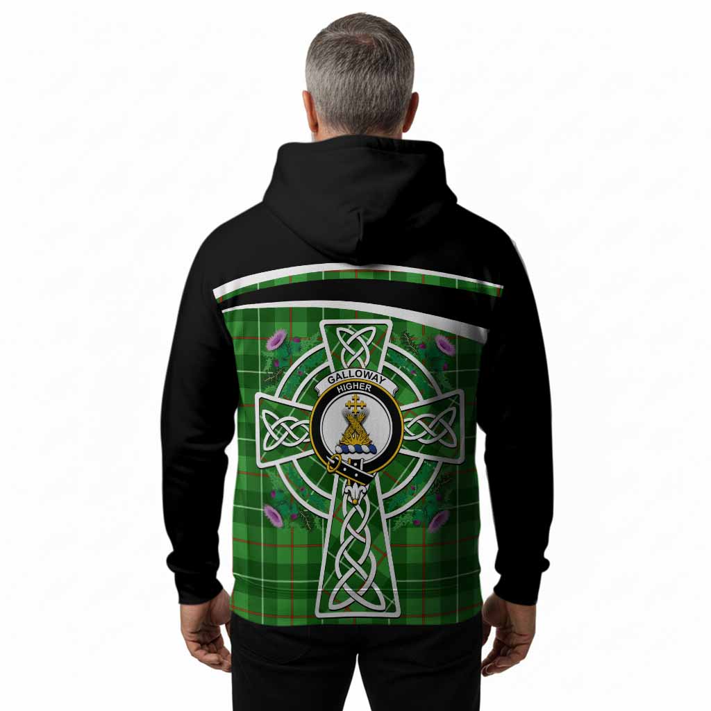 Galloway Tartan Crest Hoodie Scottish Thistle Celtic Cross Alba Gu Brath