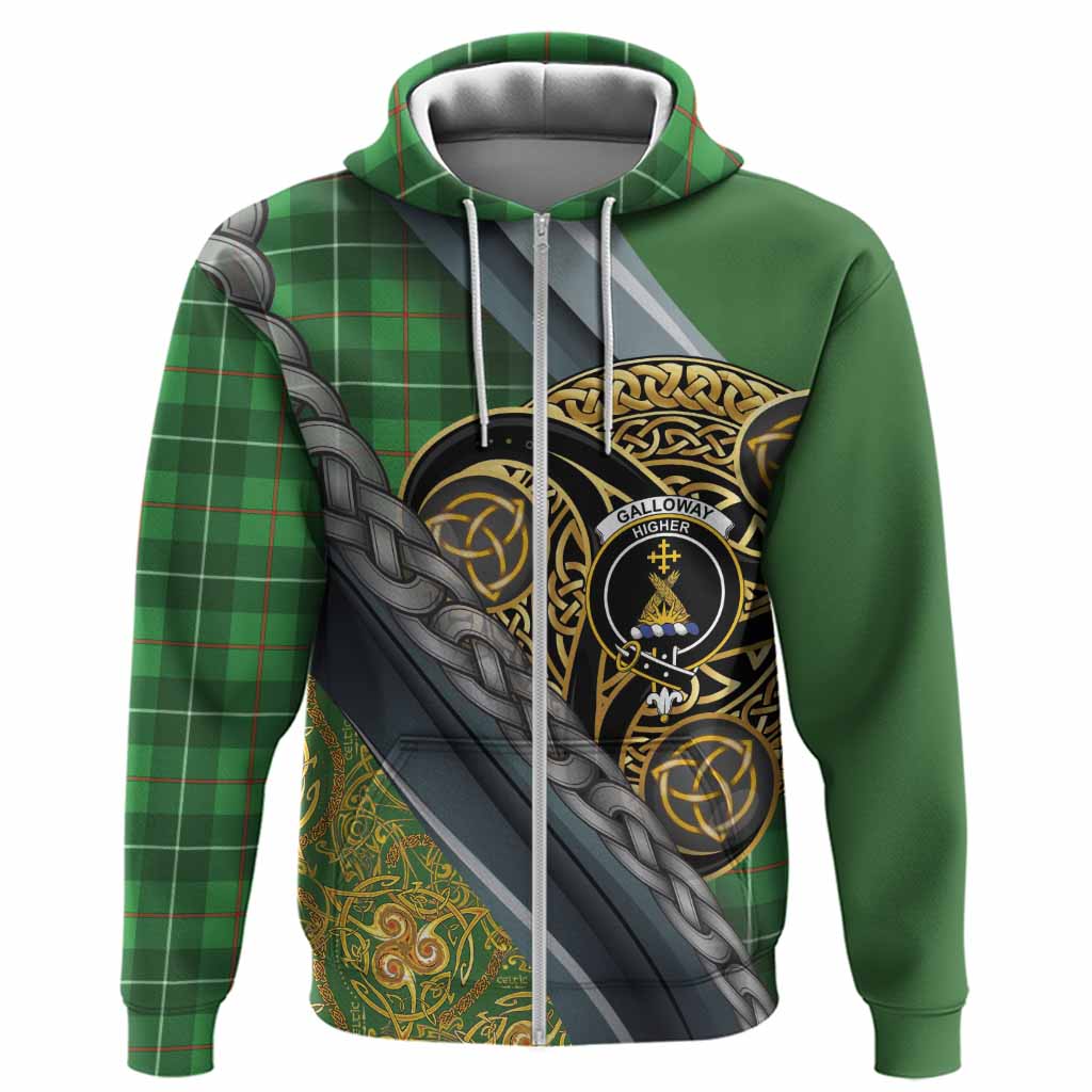 Galloway Tartan Crest Hoodie Scottish Triskele Celtic