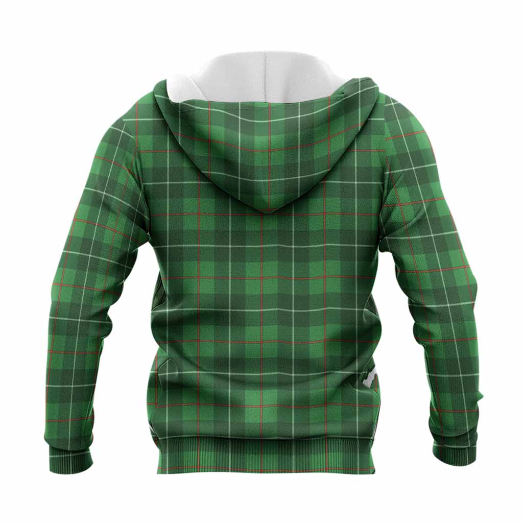 Galloway Tartan Crest Knitted Hoodie Ferocious Lion Style