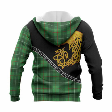 Galloway Tartan Crest Knitted Hoodie Legendary Dragon Knot Half Style
