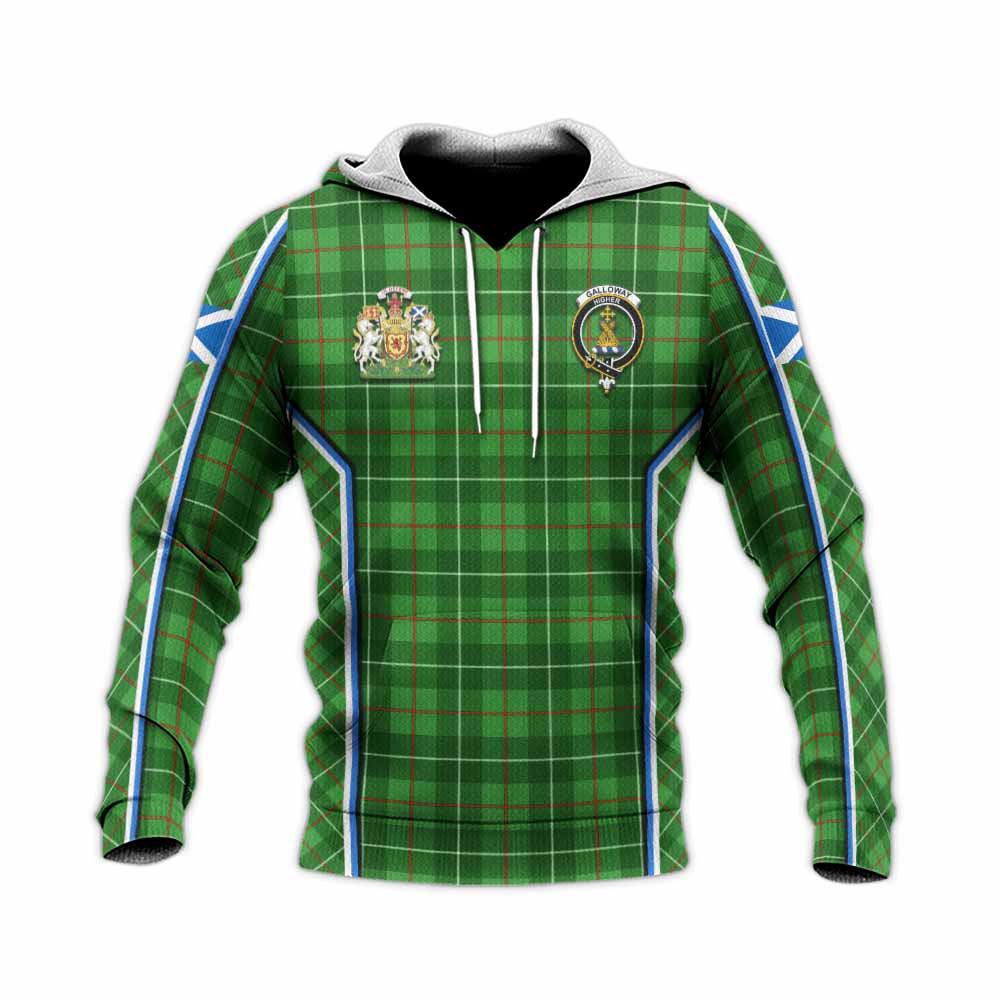 Galloway Tartan Crest Knitted Hoodie Scotland Coat of Arm Flag Style - Tartan Vibes Clothing