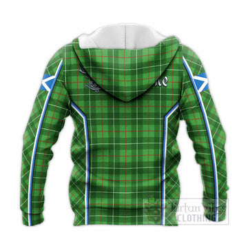 Galloway Tartan Crest Knitted Hoodie Scotland Coat of Arm Flag Style