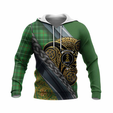 Galloway Tartan Crest Knitted Hoodie Scottish Triskele Celtic