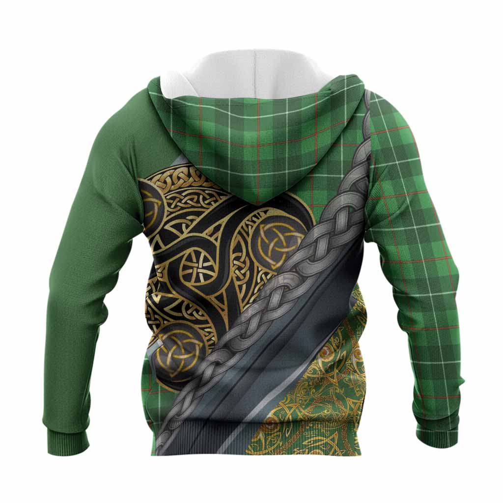 Galloway Tartan Crest Knitted Hoodie Scottish Triskele Celtic