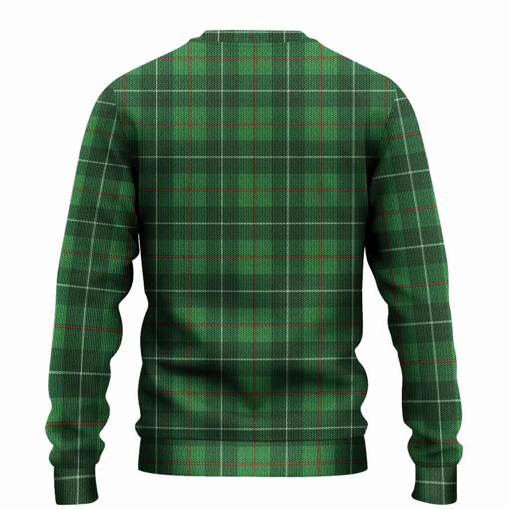 Galloway Tartan Crest Knitted Sweater Ferocious Lion Style