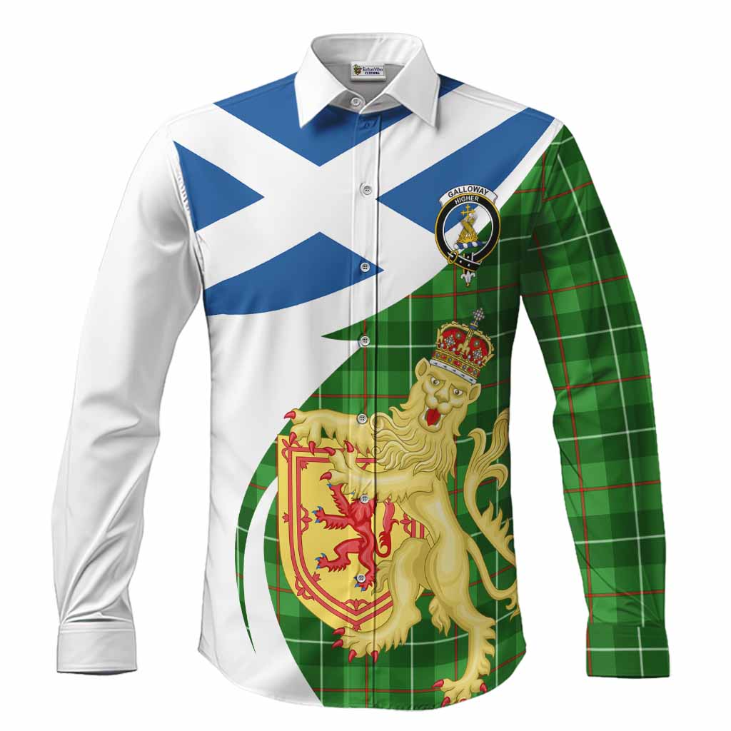 Galloway Tartan Crest Lion Rampant Long Sleeve Button Shirts Classic Scottish Style