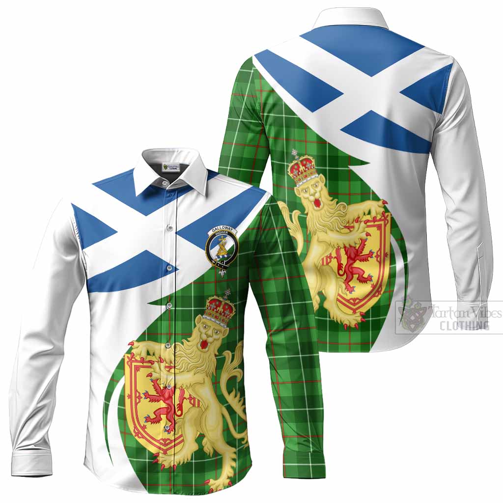 Galloway Tartan Crest Lion Rampant Long Sleeve Button Shirts Classic Scottish Style