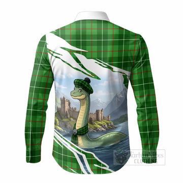 Galloway Tartan Crest Loch Ness Monster Scottish Heritage Art Long Sleeve Button Shirts