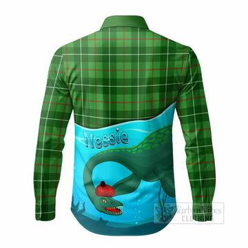 Galloway Tartan Crest Long Sleeve Button Shirts Nessie Under Water