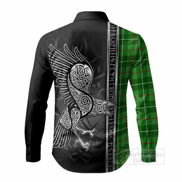 Galloway Tartan Crest Long Sleeve Button Shirts Norse Mythology Viking Odin Crow Tattoo