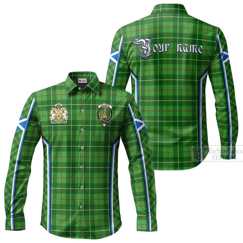 Galloway Tartan Crest Long Sleeve Button Shirts Scotland Coat of Arm Flag Style - Tartan Vibes Clothing
