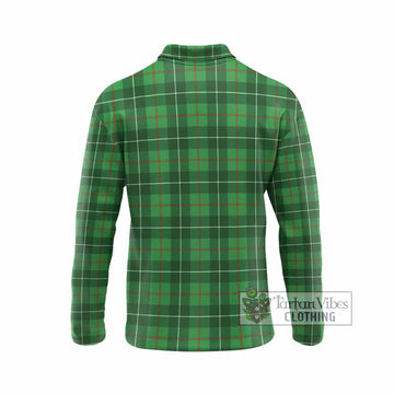 Galloway Tartan Crest Long Sleeve Polo Shirt Ferocious Lion Style