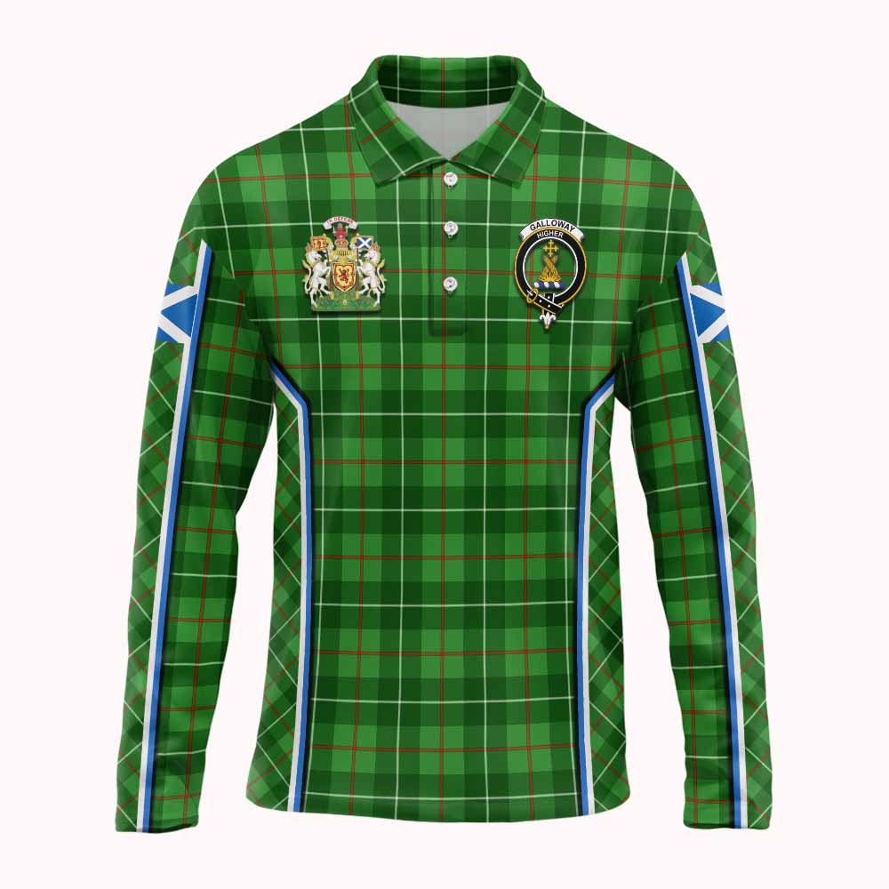 Galloway Tartan Crest Long Sleeve Polo Shirt Scotland Coat of Arm Flag Style - Tartan Vibes Clothing