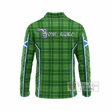 Galloway Tartan Crest Long Sleeve Polo Shirt Scotland Coat of Arm Flag Style