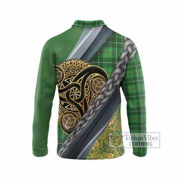 Galloway Tartan Crest Long Sleeve Polo Shirt Scottish Triskele Celtic