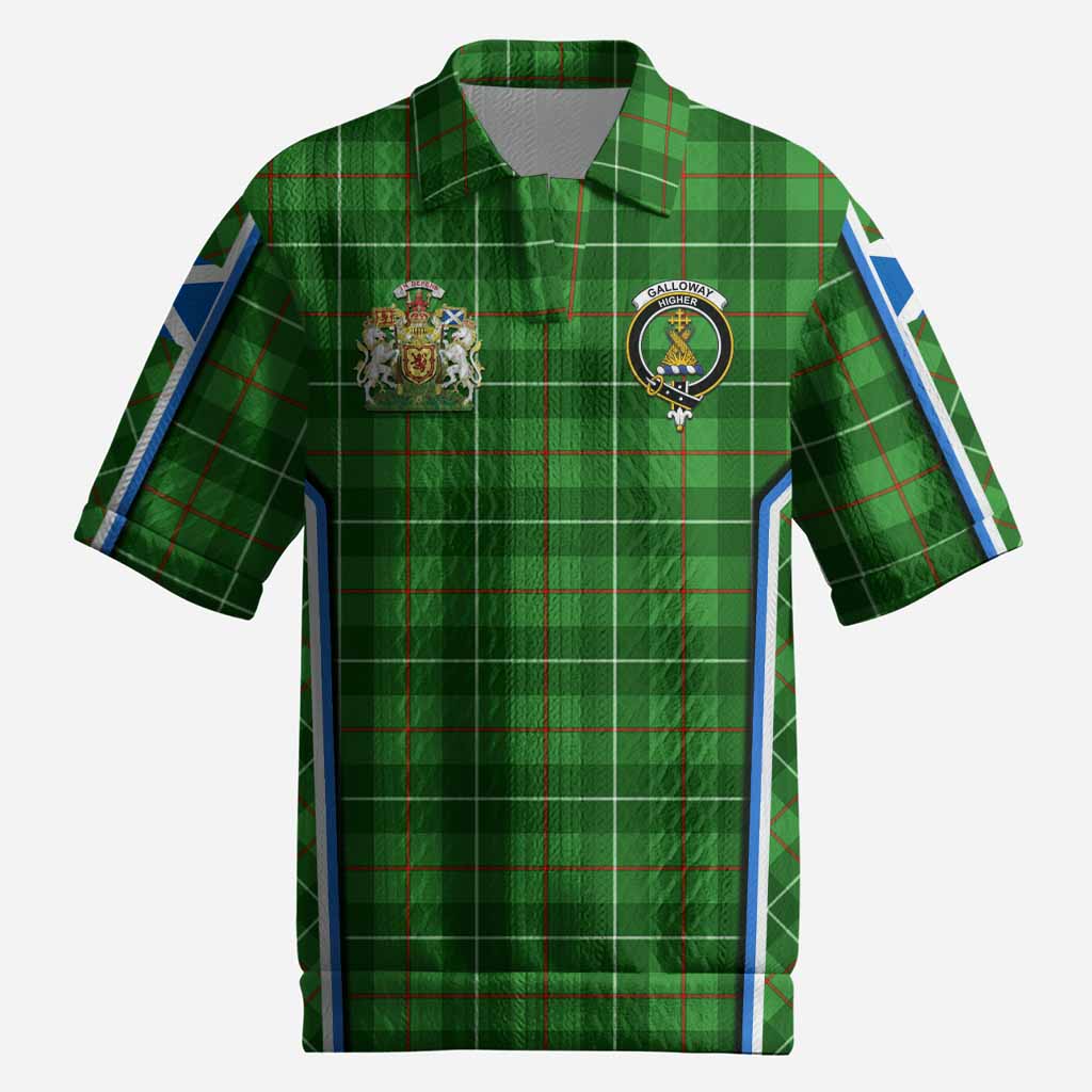 Galloway Tartan Crest Men’s Polo Sweater Top Scotland Coat of Arm Flag Style