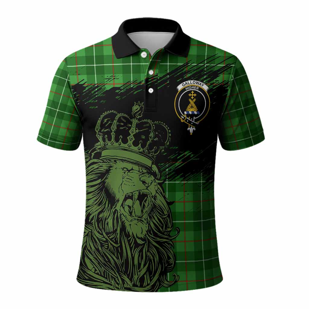 Galloway Tartan Crest Polo Shirt Crowned Lion Heritage Style