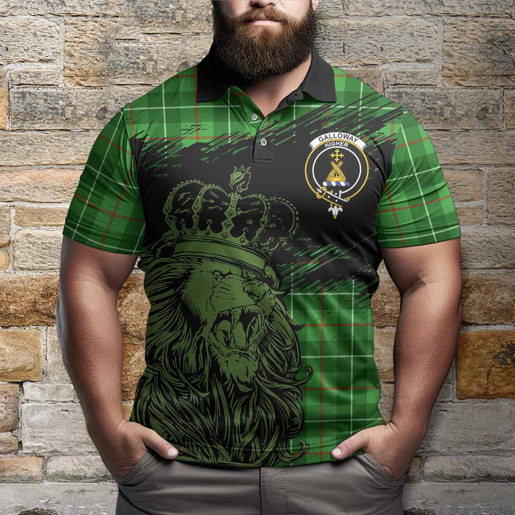 Galloway Tartan Crest Polo Shirt Crowned Lion Heritage Style