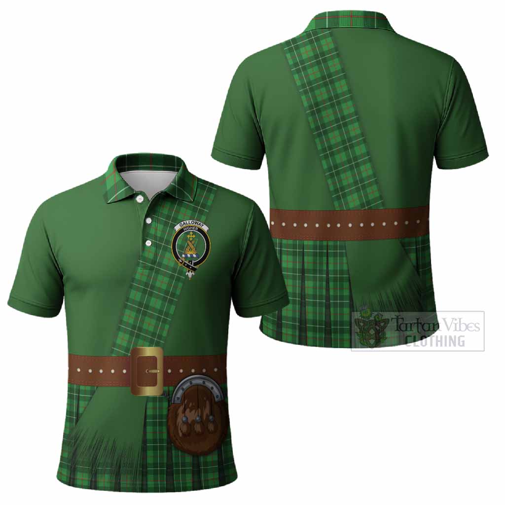 Galloway Tartan Crest Polo Shirt Kilt Costume Style