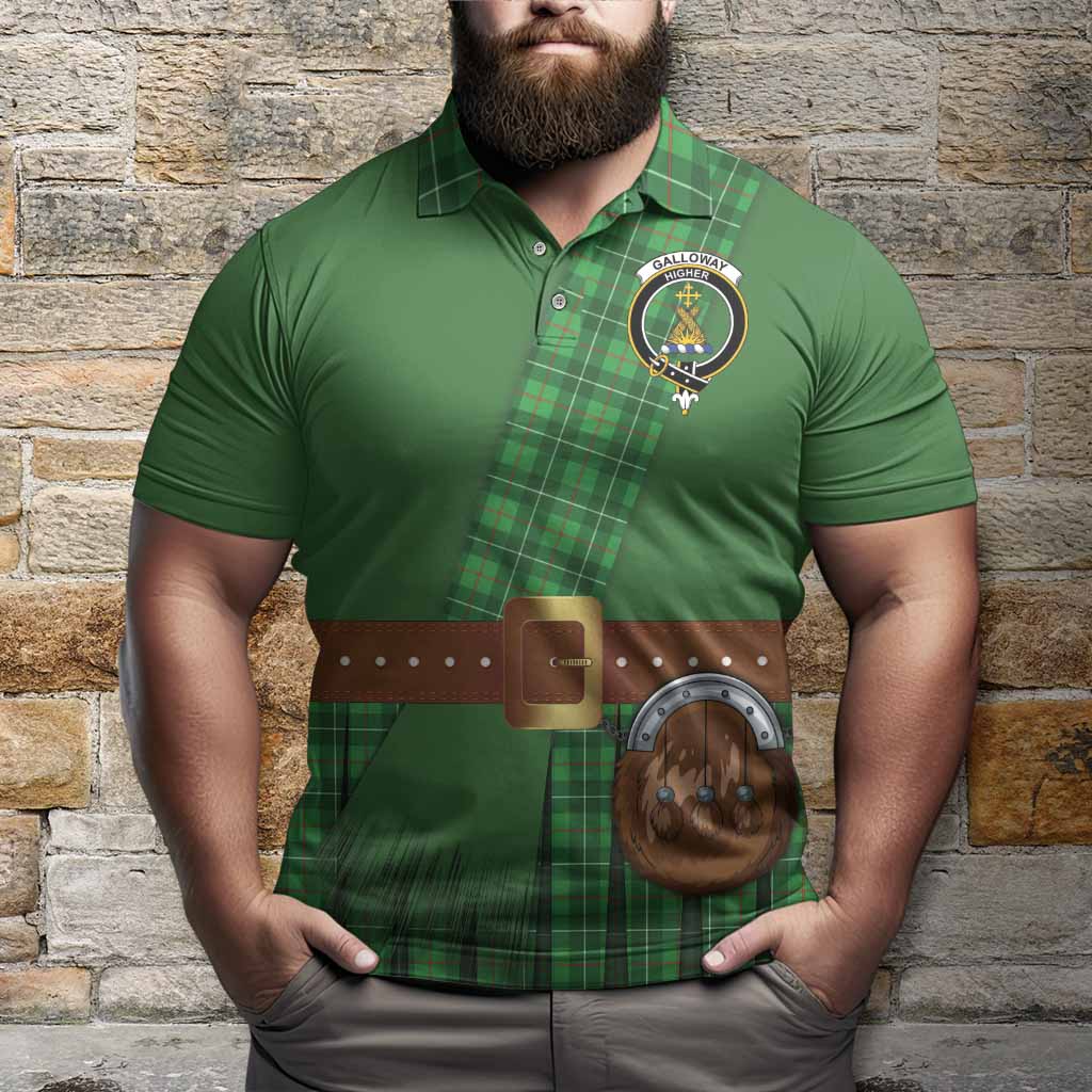 Galloway Tartan Crest Polo Shirt Kilt Costume Style