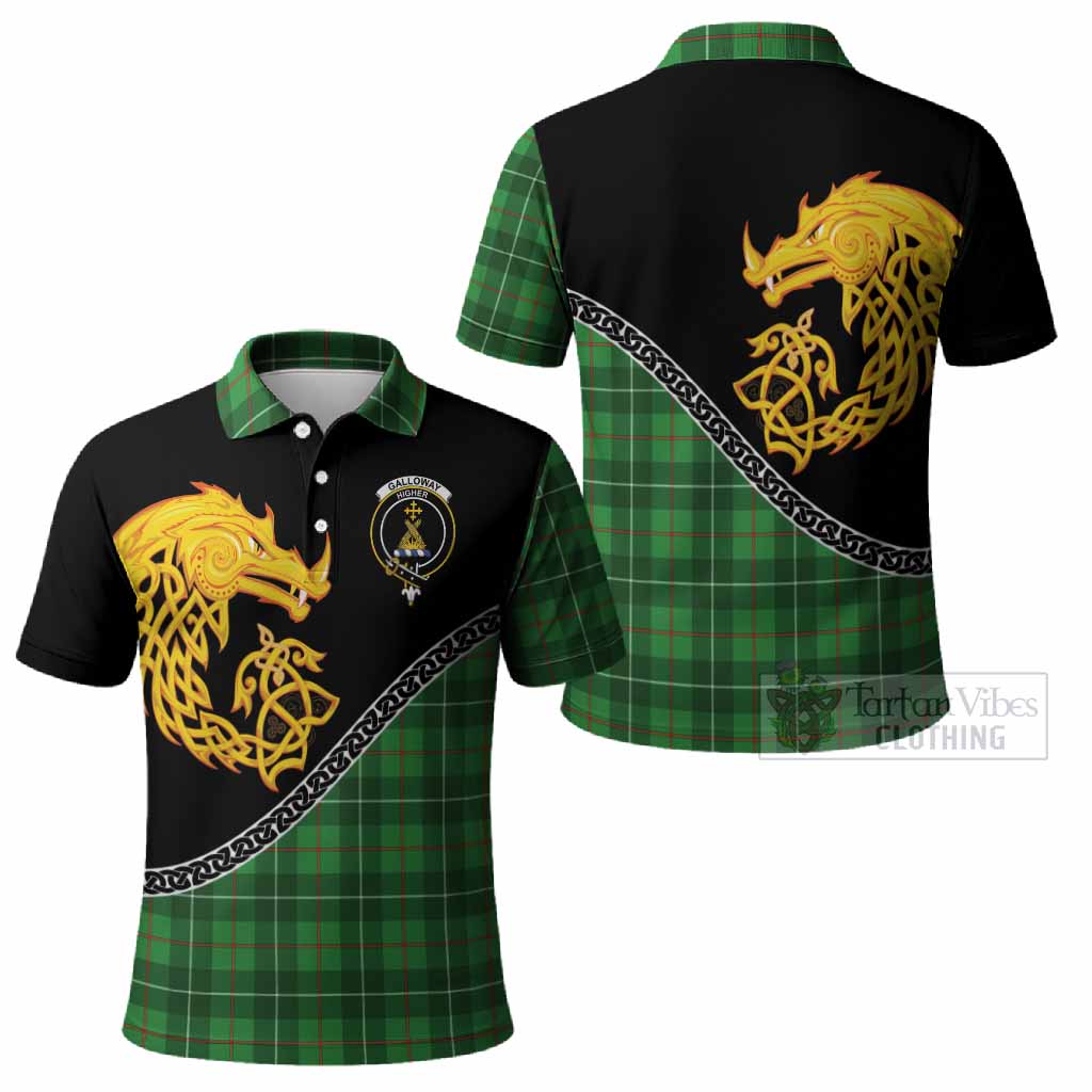 Galloway Tartan Crest Polo Shirt Legendary Dragon Knot Half Style