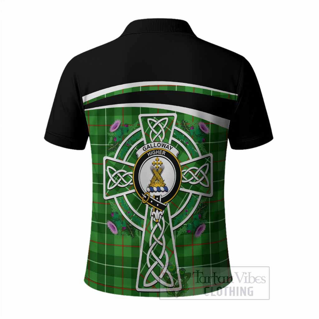 Galloway Tartan Crest Polo Shirt Scottish Thistle Celtic Cross Alba Gu Brath